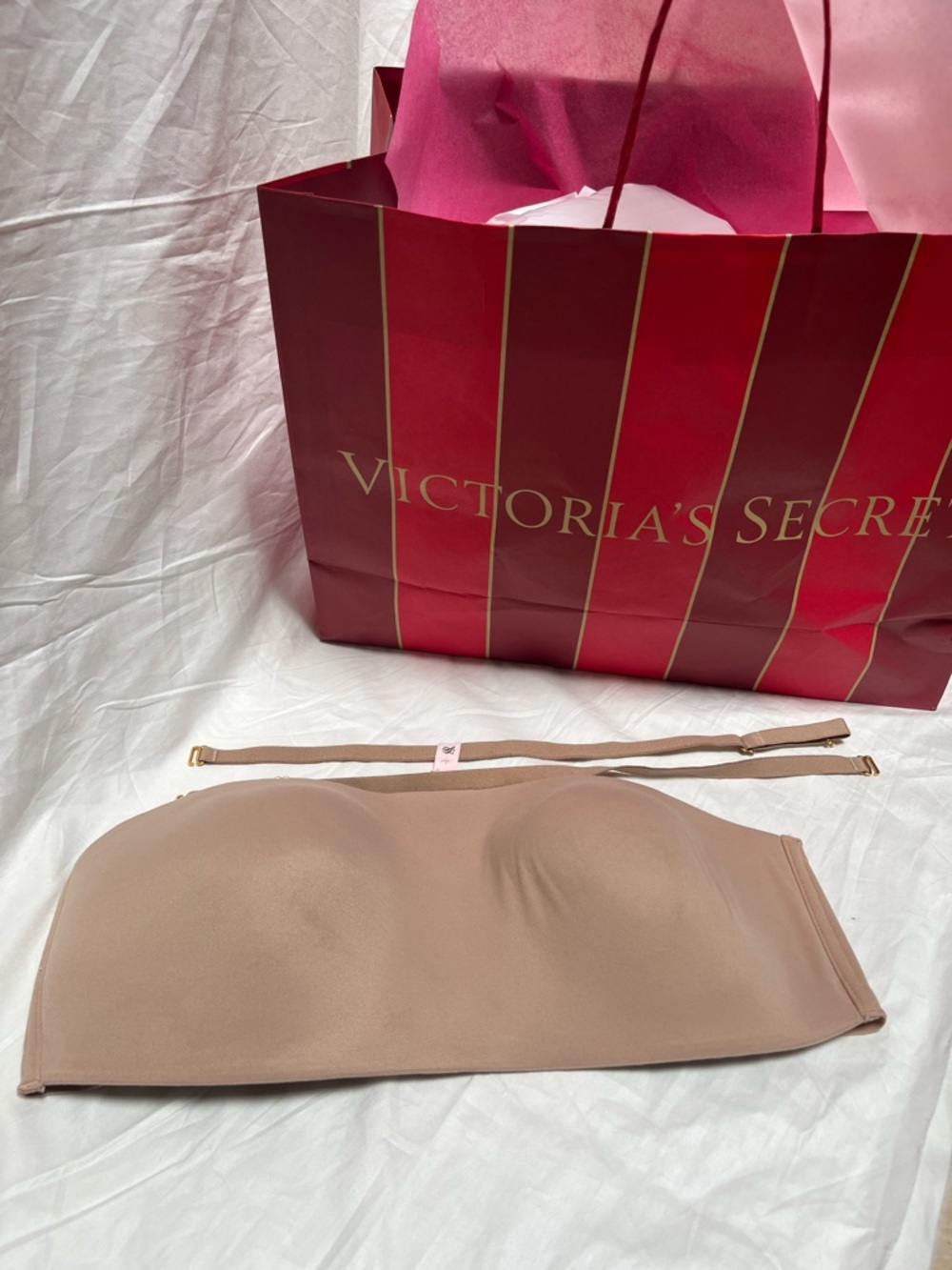 Victoria's Secret Nude Beige Strapless Bandeau Bra w/straps